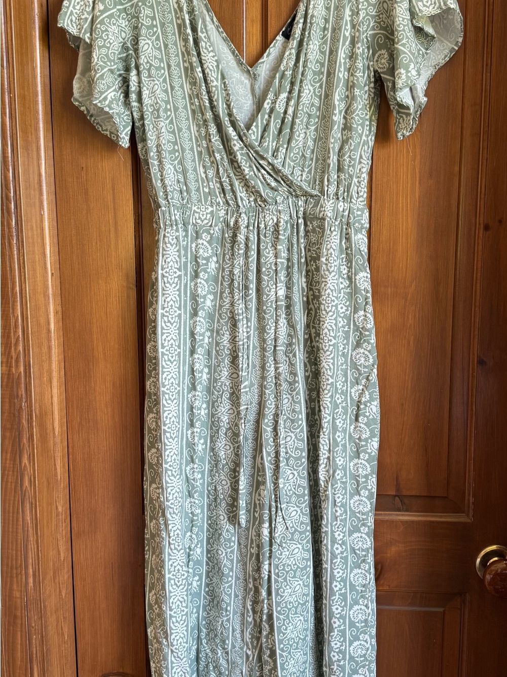 Streetwear Society Sage Green Printed Jumpsuit